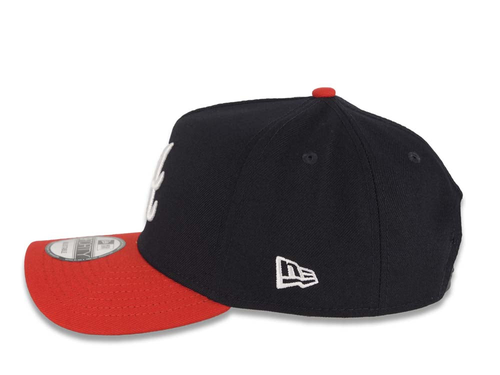 Atlanta Braves New Era MLB 9FORTY 940 Adjustable A-Frame Cap Hat Navy Blue Crown Red Visor White Logo Gray UV