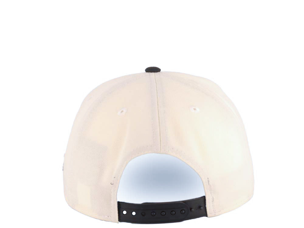 Los Angeles Dodgers New Era MLB 9FORTY 940 Adjustable A-Frame Cap Hat Cream Crown Black Visor Black Upside Down Logo Gray UV