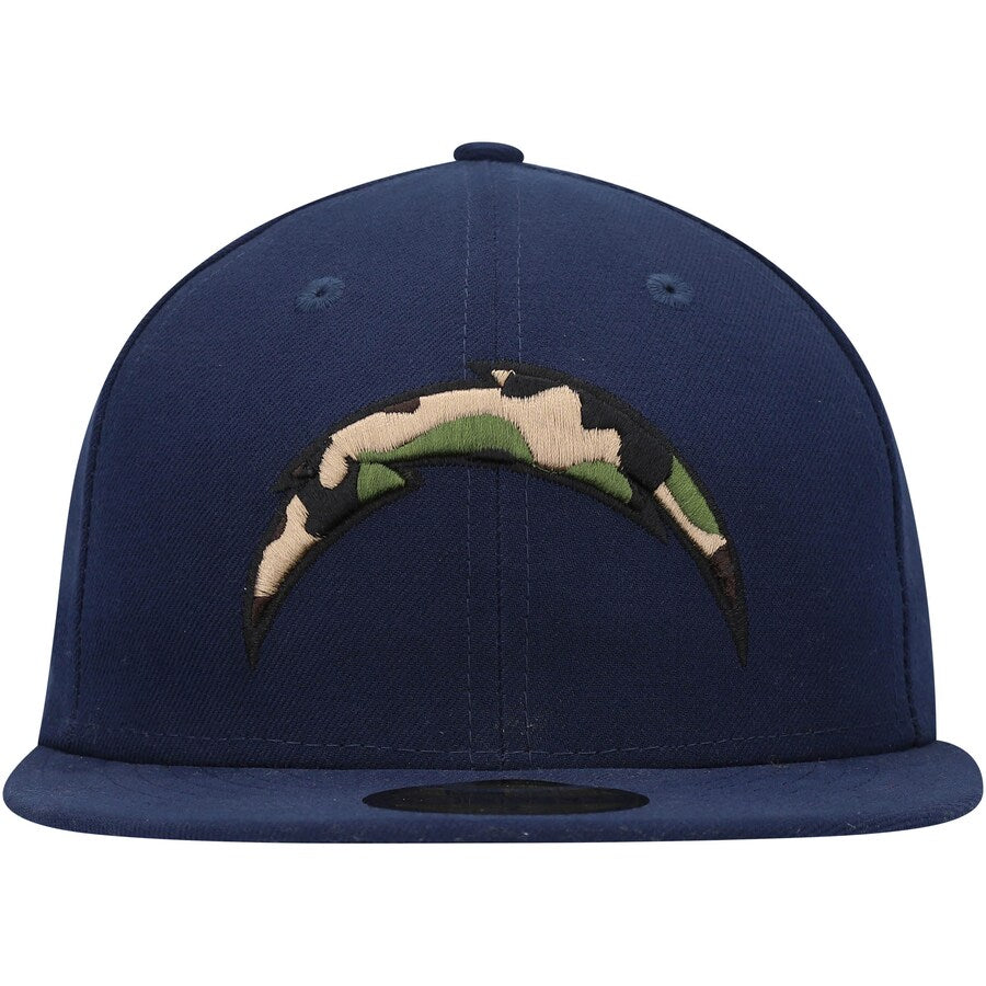 Los Angeles Chargers New Era NFL 59FIFTY 5950 Fitted Cap Hat Navy Blue Crown/Visor Camo Fill Logo
