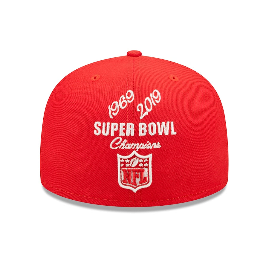 Kansas City Chiefs New Era NFL 59FIFTY 5950 Fitted Cap Hat Red Crown/Visor Team Color Logo 2x Crown Rose (Crown Champs)
