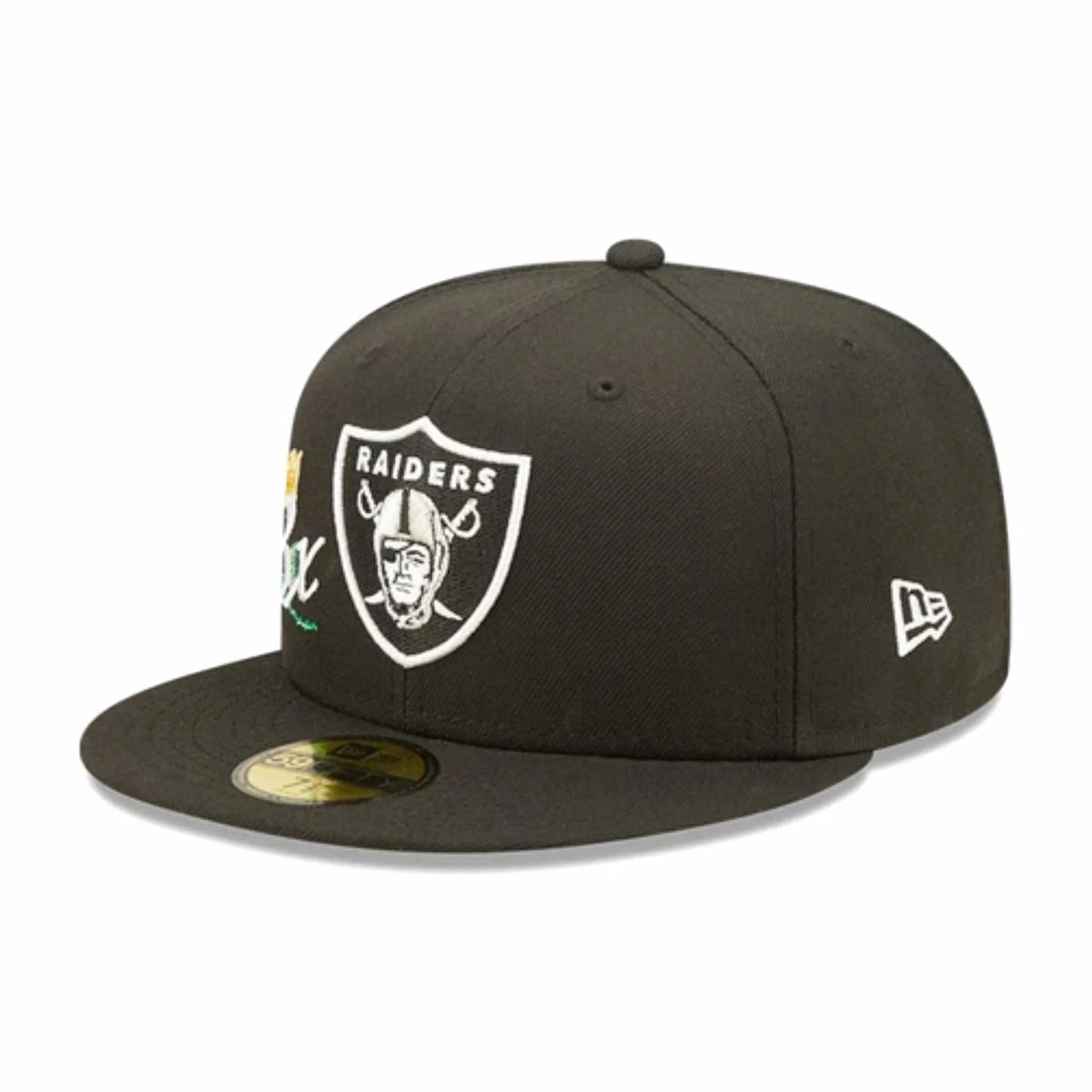 Las Vegas Raiders New Era 59FIFTY 5950 Fitted Cap Hat Black Crown/Visor Team Color Logo 3x Crown Rose (Crown Champs)