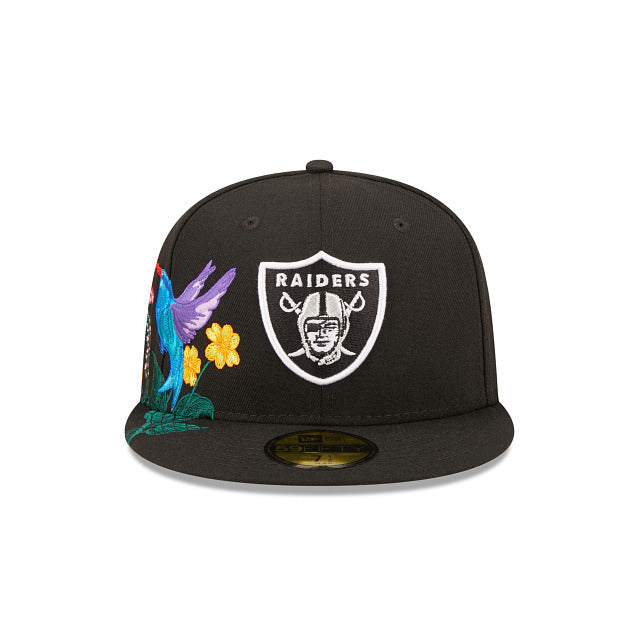 Las Vegas Raiders New Era 59FIFTY 5950 Fitted Cap Hat Black Crown/Visor Team Color Logo (Blooming)
