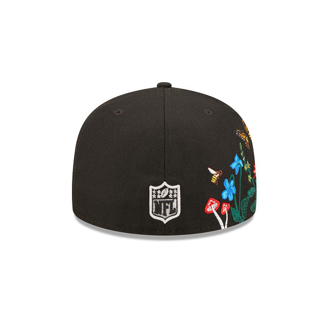 Las Vegas Raiders New Era 59FIFTY 5950 Fitted Cap Hat Black Crown/Visor Team Color Logo (Blooming)