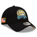 Los Angeles Chargers New Era NFL 9TWENTY 920 Adjustable Cap Hat Black Crown/Visor Camo Logo America Flag Side Patch (2022 Salute To Service)