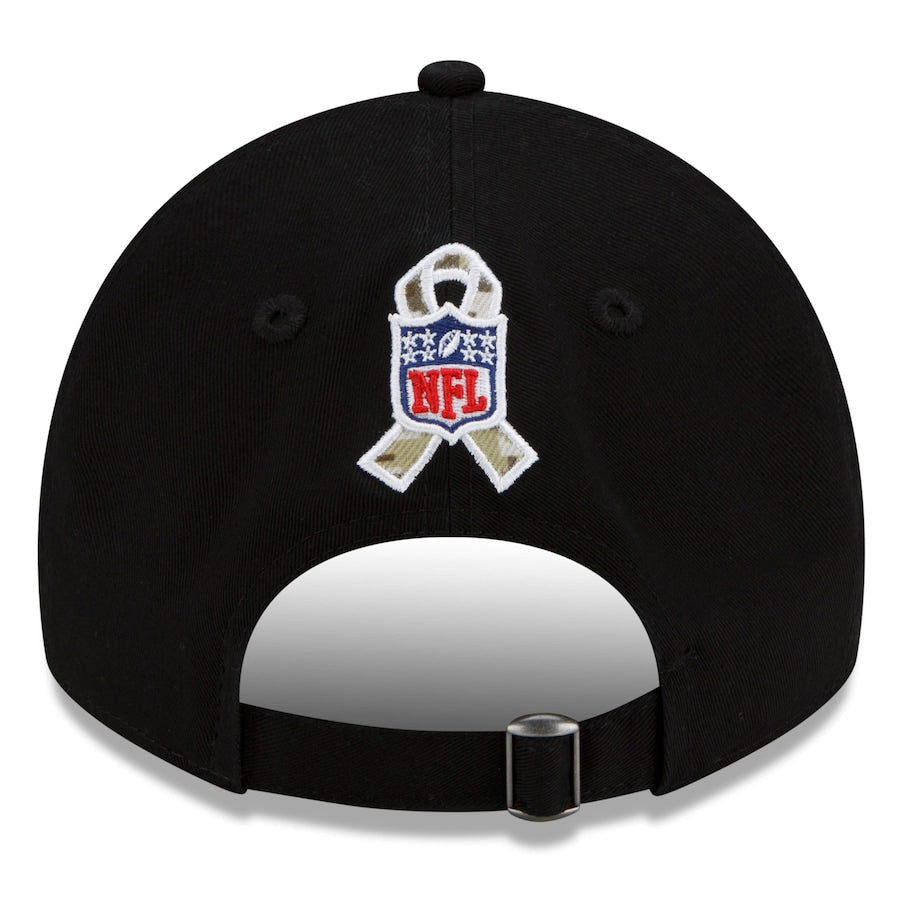 Los Angeles Chargers New Era NFL 9TWENTY 920 Adjustable Cap Hat Black Crown/Visor Camo Logo America Flag Side Patch (2022 Salute To Service)