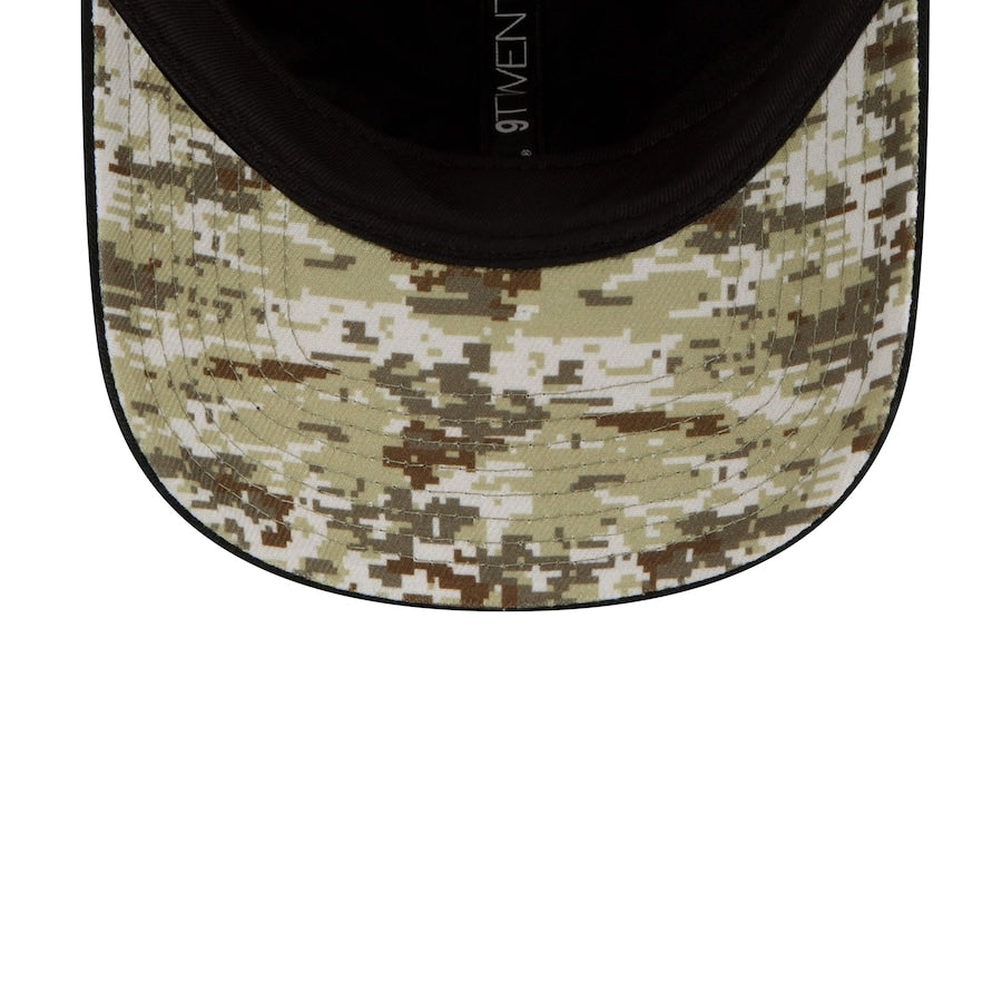Los Angeles Chargers New Era NFL 9TWENTY 920 Adjustable Cap Hat Black Crown/Visor Camo Logo America Flag Side Patch (2022 Salute To Service)
