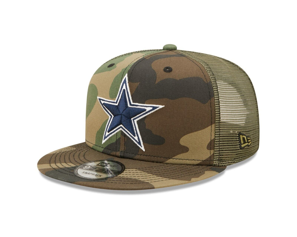 Dallas Cowboys New Era 9FIFTY 950 Trucker Mesh Snapback Cap Hat Camo Crown/Visor Navy Logo