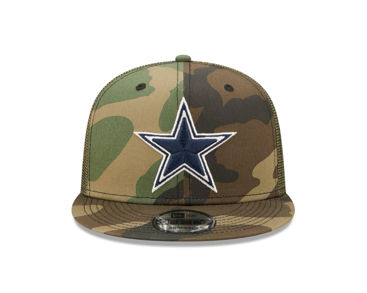 Dallas Cowboys New Era 9FIFTY 950 Trucker Mesh Snapback Cap Hat Camo Crown/Visor Navy Logo