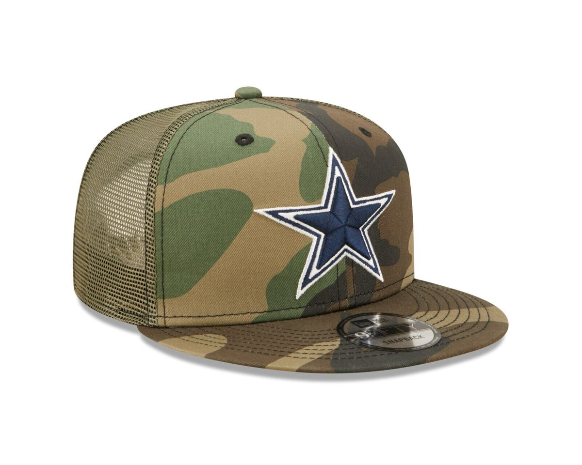 Dallas Cowboys New Era 9FIFTY 950 Trucker Mesh Snapback Cap Hat Camo Crown/Visor Navy Logo