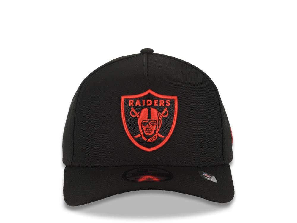 Las Vegas Raiders New Era 9FORTY 940 Adjustable A-Frame Cap Hat Black Crown/Visor Red/Black Logo