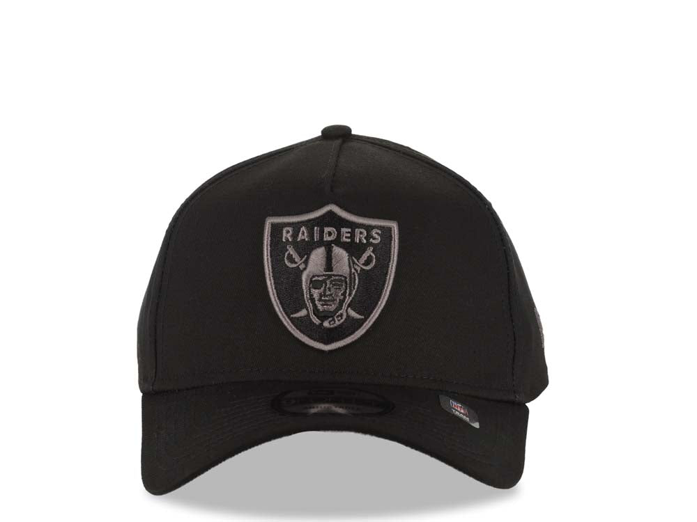 Raiders New Era 9FORTY 940 Adjustable A-Frame Cap Hat Black Crown/Visor Dark Gray Logo Gray UV