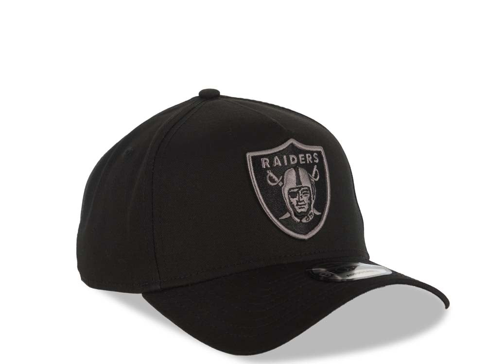 Raiders New Era 9FORTY 940 Adjustable A-Frame Cap Hat Black Crown/Visor Dark Gray Logo Gray UV