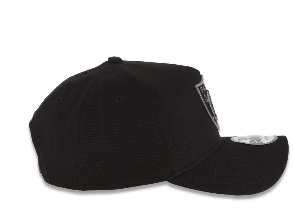 Raiders New Era 9FORTY 940 Adjustable A-Frame Cap Hat Black Crown/Visor Dark Gray Logo Gray UV