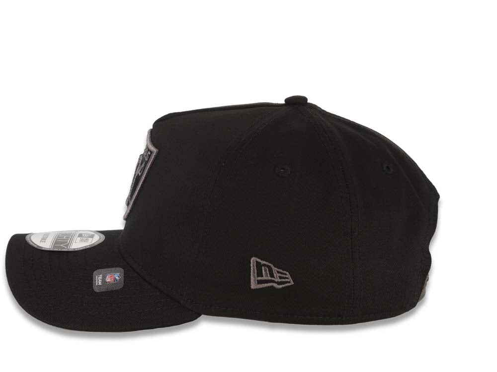 Raiders New Era 9FORTY 940 Adjustable A-Frame Cap Hat Black Crown/Visor Dark Gray Logo Gray UV