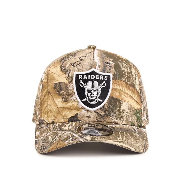 Las Vegas Raiders New Era 9FORTY 940 Adjustable A-Frame Cap Hat Real Tree Edge Camo Crown/Visor Tram Color Logo