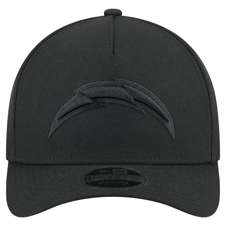 Los Angeles Chargers New Era NFL 9FORTY 940 Adjustable M-Crown A-Frame Cap Hat Black Crown/Visor Black Logo Gray UV