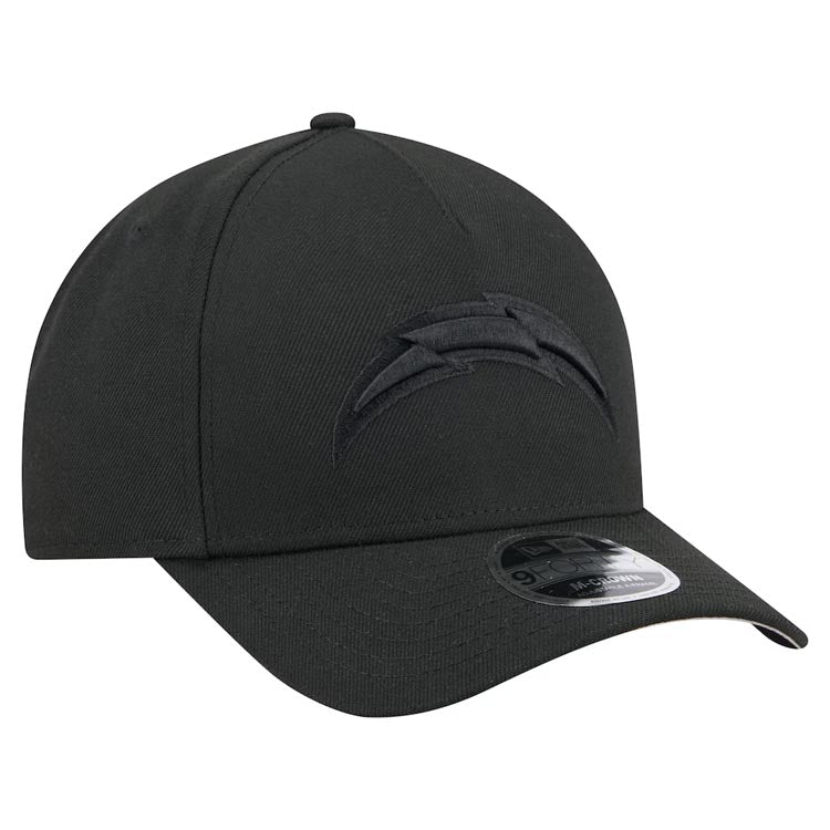Los Angeles Chargers New Era NFL 9FORTY 940 Adjustable M-Crown A-Frame Cap Hat Black Crown/Visor Black Logo Gray UV