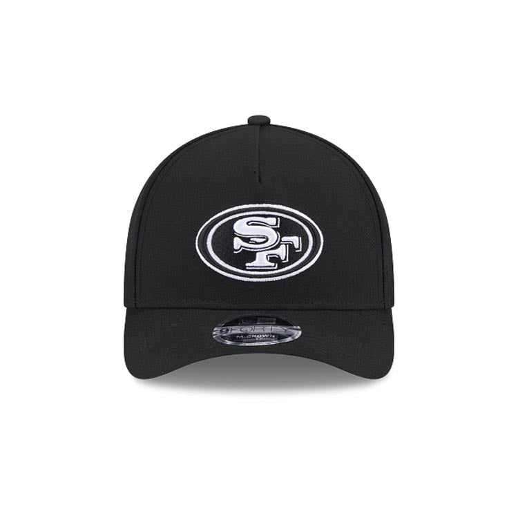 San Francisco 49ers New Era NFL 9FORTY 940 Adjustable A-Frame Cap Hat Black Crown/Visor White/Black Logo Gray UV
