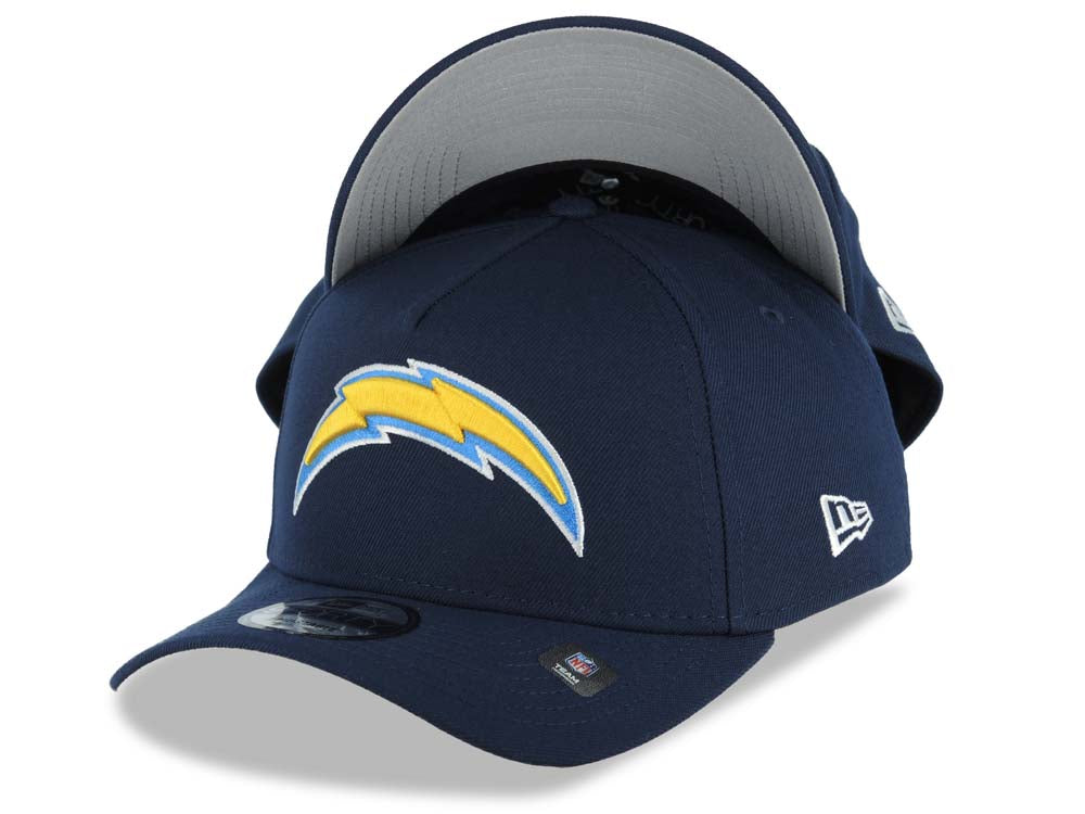 Los Angeles Chargers New Era NFL 9FORTY 940 Adjustable A-Frame Cap Hat Navy Blue Crown/Visor Team Color Logo Gray UV