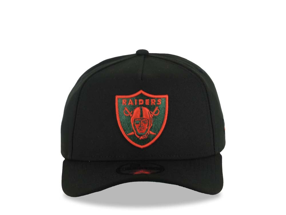 Las Vegas Raiders New Era 9FORTY 940 Adjustable A-Frame Cap Hat Black Crown/Visor Red/Dark Green Logo Dark Green UV