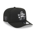 Las Vegas Raiders New Era 9FORTY 940 A-Frame Snapback Cap Hat Black Crown/Visor Gray Logo With Raider Rusher Cartoon