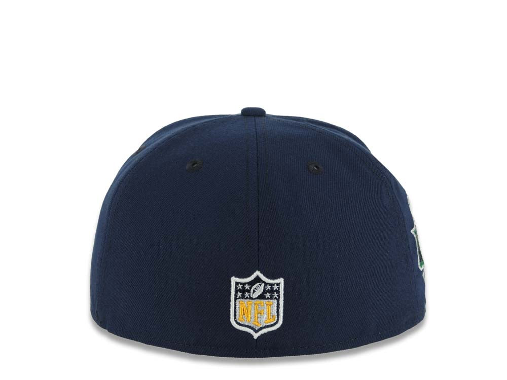Los Angeles Chargers New Era NFL 59FIFTY 5950 Fitted Cap Hat Navy Blue Crown/Visor White/Navy Blue/Yellow Logo 2 Palm Trees Probowl 2004 Side Patch
