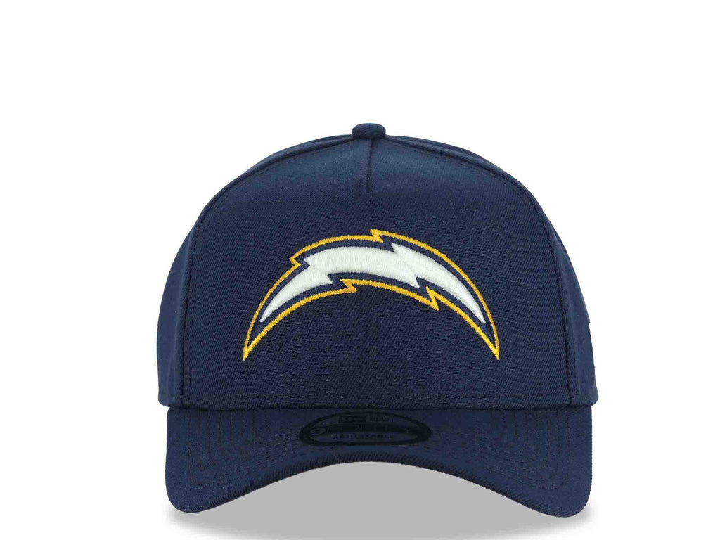 Los Angeles Chargers New Era NFL 9FORTY 940 Adjustable A-Frame Cap Hat Navy Blue Crown/Visor White/Navy Blue/Yellow Logo Gray UV