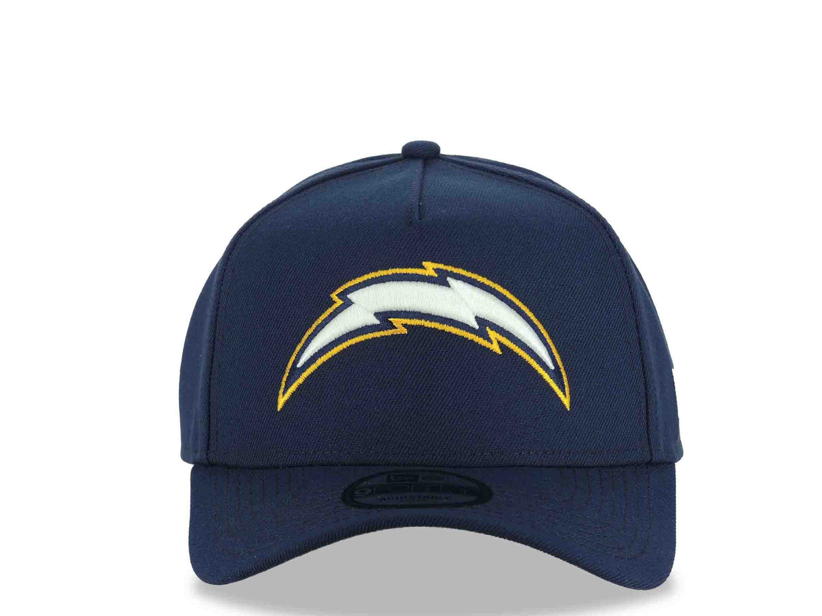Los Angeles Chargers New Era NFL 9FORTY 940 Adjustable A-Frame Cap Hat Navy Blue Crown/Visor White/Navy Blue/Yellow Logo Gray UV
