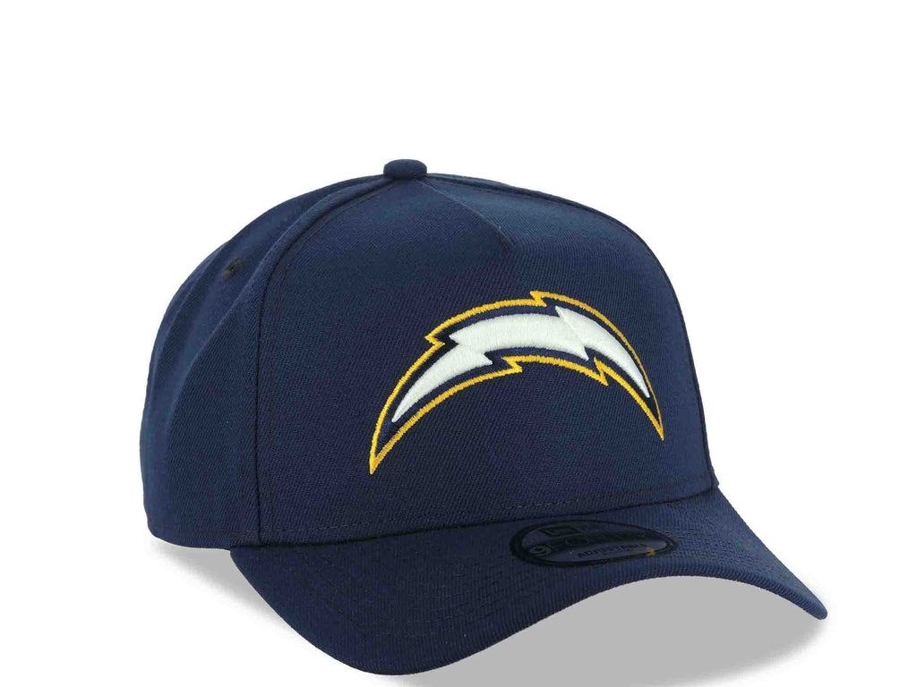 Los Angeles Chargers New Era NFL 9FORTY 940 Adjustable A-Frame Cap Hat Navy Blue Crown/Visor White/Navy Blue/Yellow Logo Gray UV
