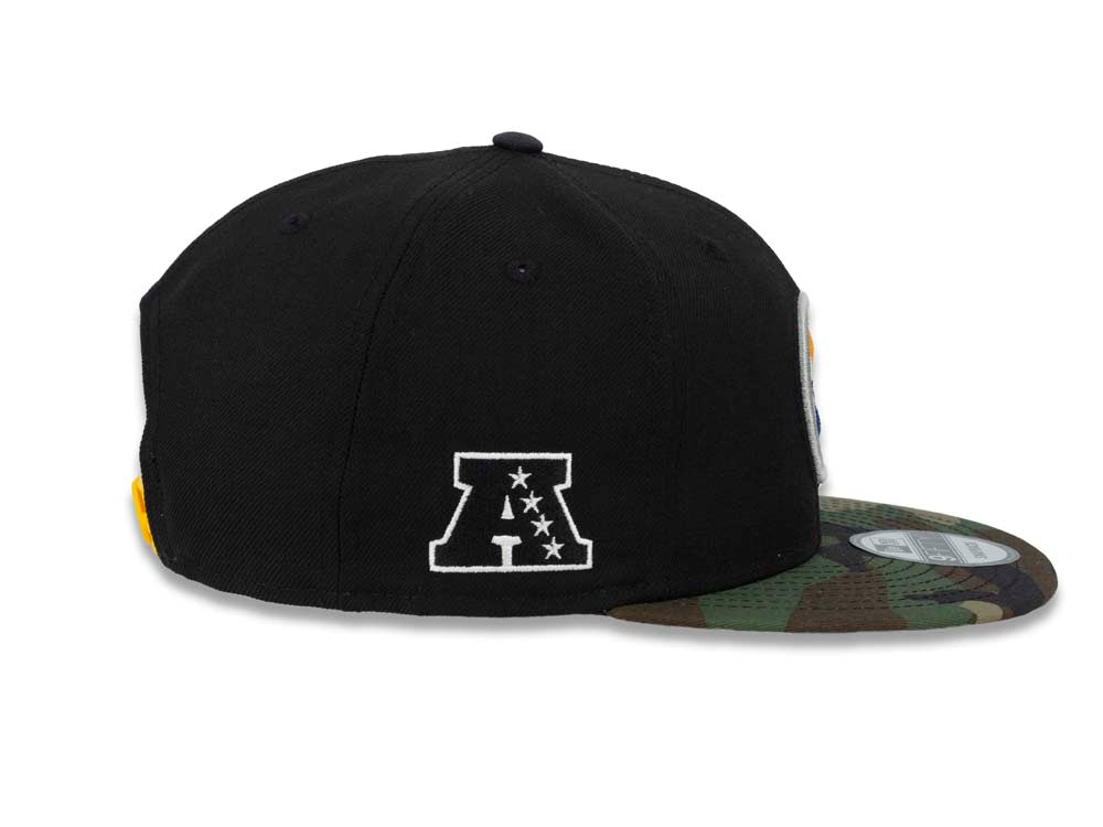 Pittsburgh Steelers New Era NFL 9FIFTY 950 Snapback Cap Hat Black Crown Camo Visor Team Color Logo