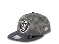 Oakland Raiders New Era NFL 9FIFTY 950 Low Profile Snapback Cap Hat Camo Crown Dark Gray Visor Team Color Logo (Classic Trim)