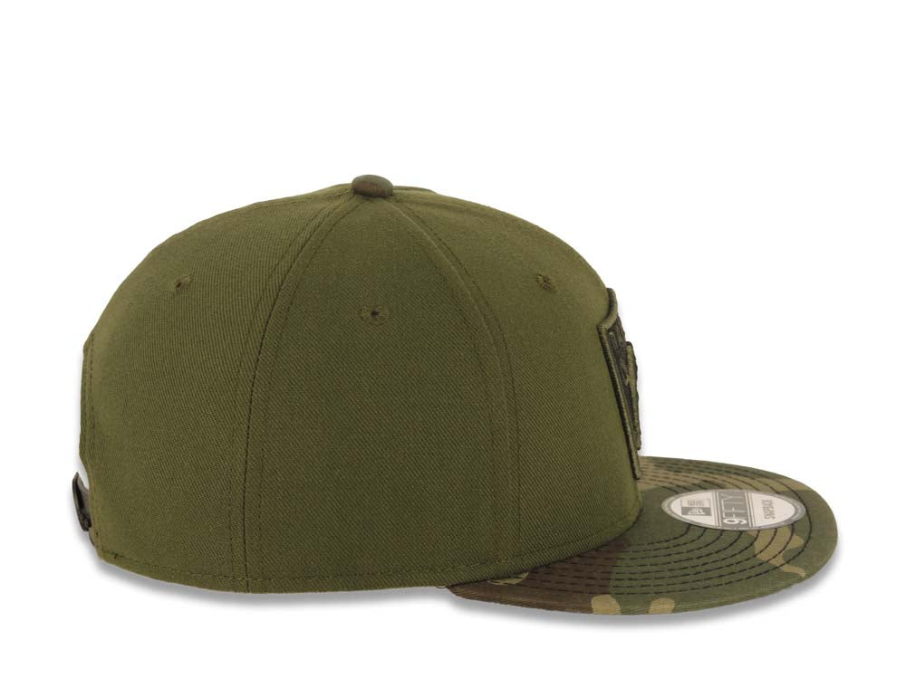 Las Vegas Raiders New Era 9FIFTY 950 Snapback Cap Hat Olive Green Crown Camo Visor Team Color Logo