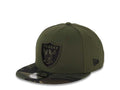 Raiders New Era NFL 9FIFTY 950 Snapback Cap Hat Olive Green Crown Camo Visor Black/Olive Green Logo