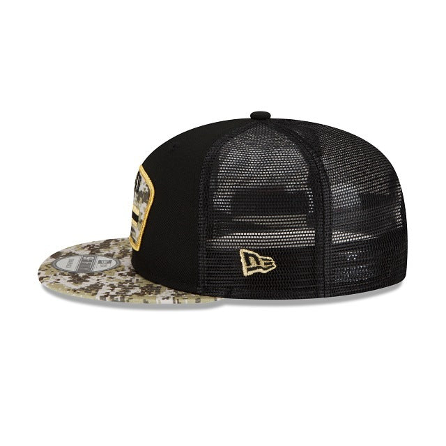 New Orleans Saints New Era NFL 9FIFTY 950 Snapback 2021 Salute To Service Cap Hat Mesh Black Crown Camo Visor Patch Logo