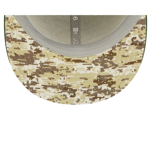 Green Bay Packers New Era NFL 9FIFTY 950 Snapback Cap Hat Black Crown Green Visor Camo Logo (2022 Salute To Service)