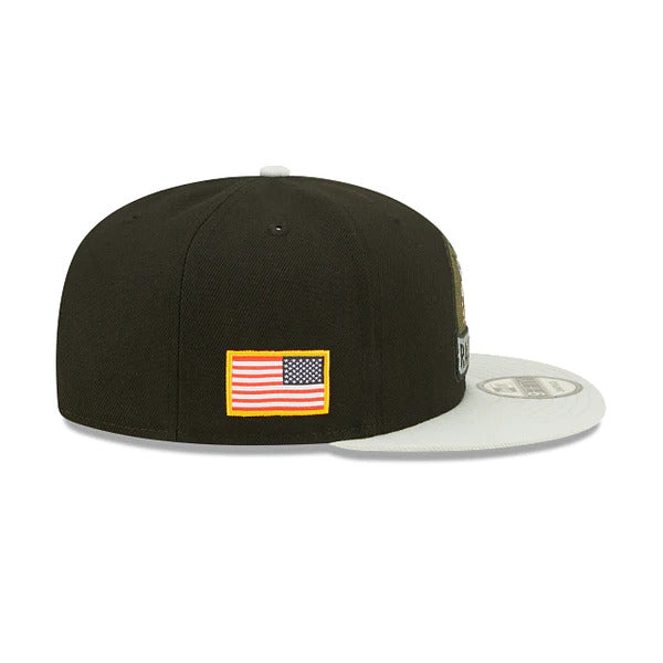 Las Vegas Raiders New Era 9FIFTY 950 Snapback Cap Hat Black Crown Gray Visor Camo Logo (2022 Salute To Service)