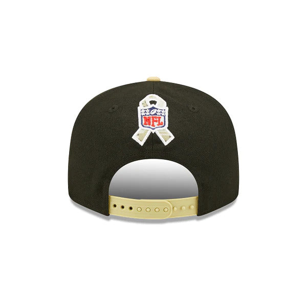 New Orleans Saints New Era NFL 9FIFTY 950 Snapback Cap Hat Black Crown Wheat Visor Camo Logo (2022 Salute To Service)