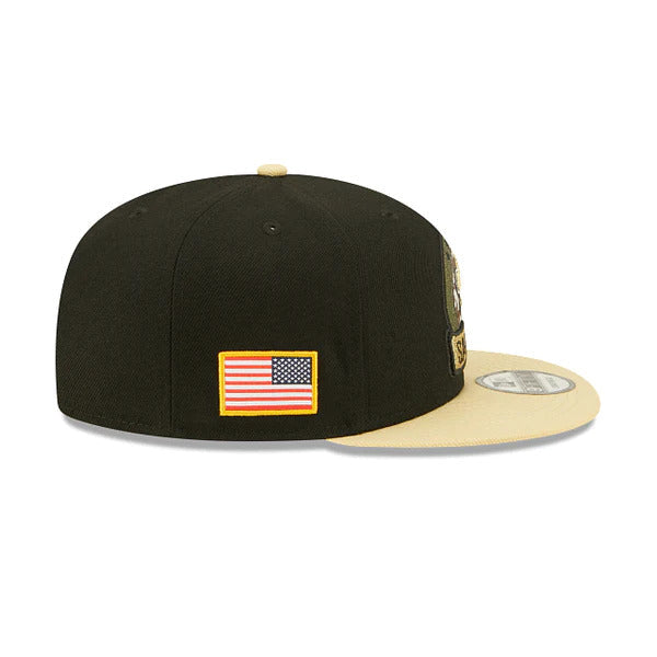 New Orleans Saints New Era NFL 9FIFTY 950 Snapback Cap Hat Black Crown Wheat Visor Camo Logo (2022 Salute To Service)