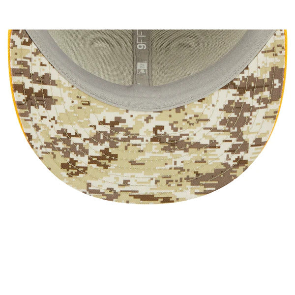 Pittsburgh Steelers New Era NFL 9FIFTY 950 Snapback Cap Hat Black Crown Yellow Visor Camo Logo (2022 Salute To Service)