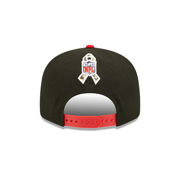 San Francisco 49ers New Era NFL 9FIFTY 950 Snapback Cap Hat Black Crown Red Visor Camo Logo (2022 Salute To Service)