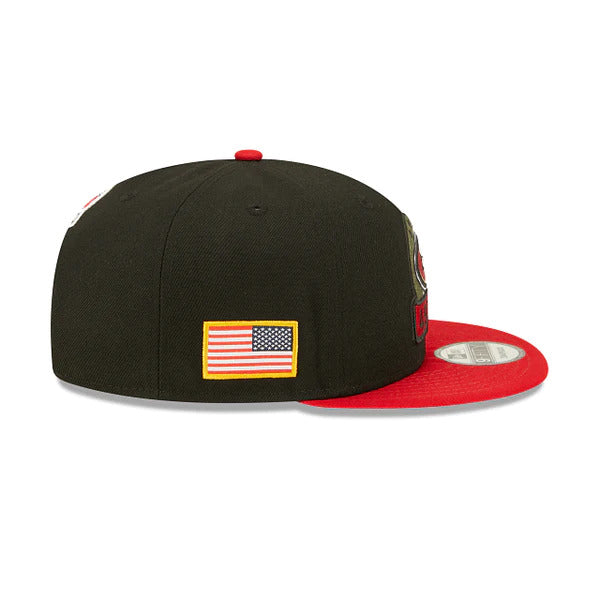 San Francisco 49ers New Era NFL 9FIFTY 950 Snapback Cap Hat Black Crown Red Visor Camo Logo (2022 Salute To Service)