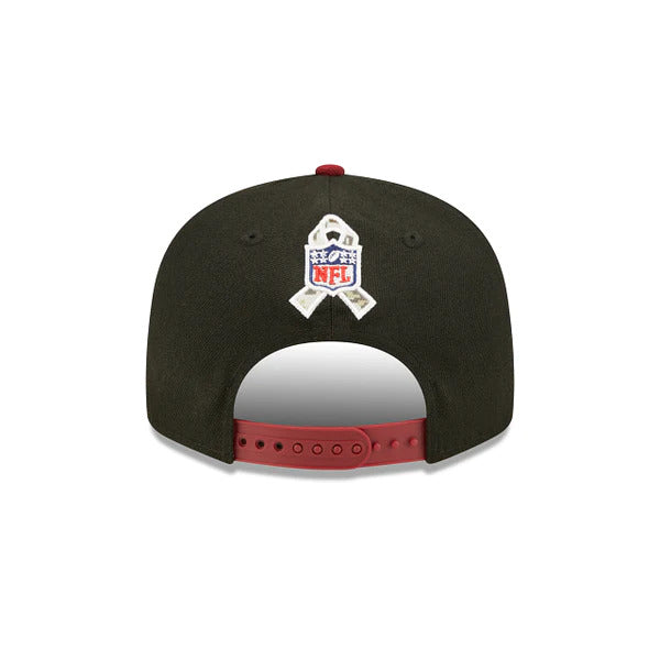 Washington Commanders New Era 9FIFTY 950 Snapback Cap Hat Black Crown Cardinal Visor Camo Logo (2022 Salute To Service)