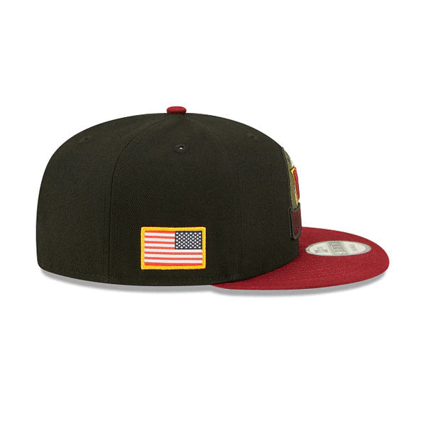 Washington Commanders New Era 9FIFTY 950 Snapback Cap Hat Black Crown Cardinal Visor Camo Logo (2022 Salute To Service)