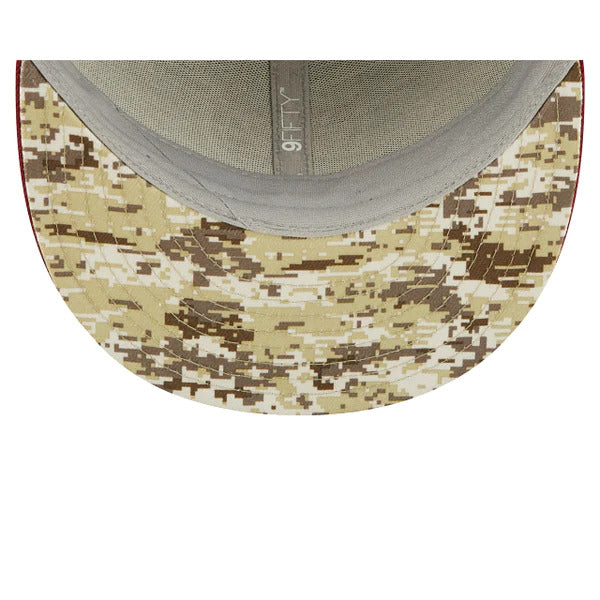 Washington Commanders New Era 9FIFTY 950 Snapback Cap Hat Black Crown Cardinal Visor Camo Logo (2022 Salute To Service)