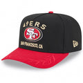 San Francisco 49ers New Era NFL 9FIFTY 950 A-Frame Snapback Cap Hat Black Crown Red Visor Team Color with Text Logo (2025 Draft)