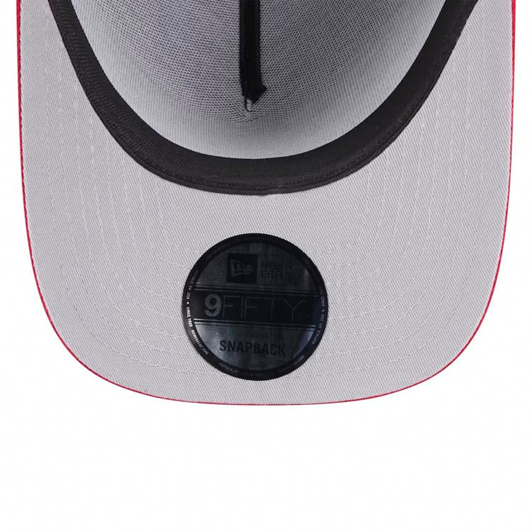 San Francisco 49ers New Era NFL 9FIFTY 950 A-Frame Snapback Cap Hat Black Crown Red Visor Team Color with Text Logo (2025 Draft)
