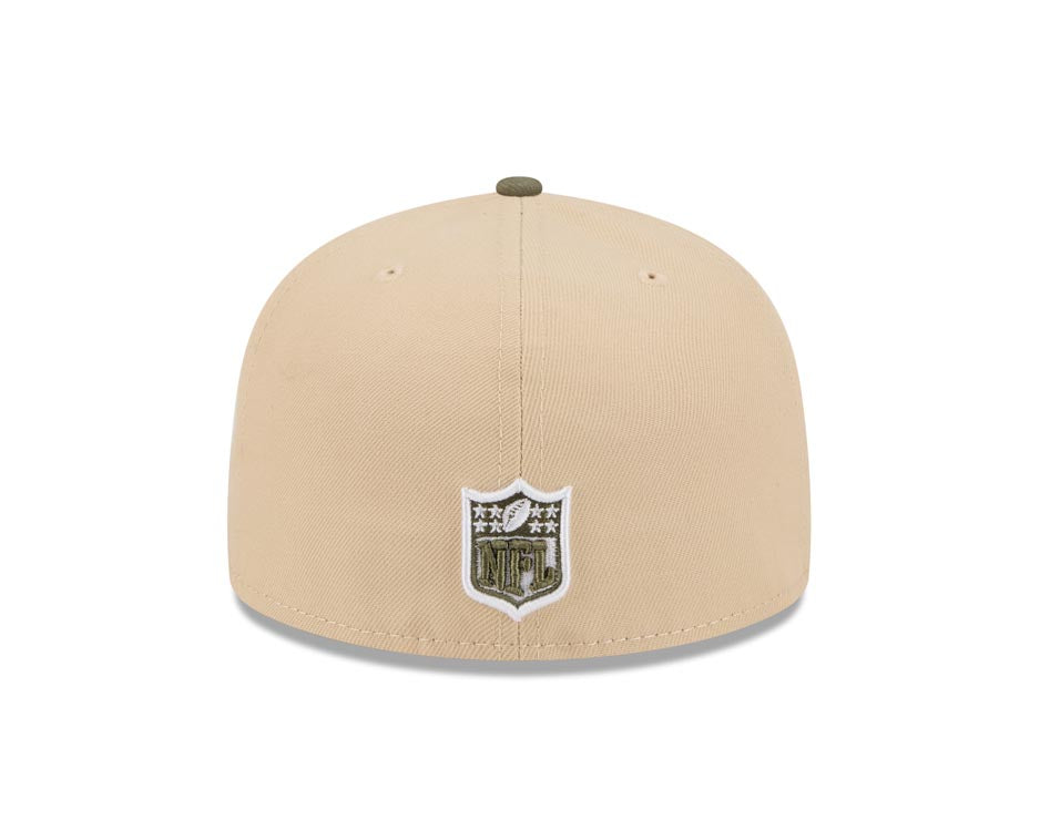 (Youth) Los Angeles Chargers New Era NFL 59FIFTY 5950 Kid A-Frame Fitted Cap Hat Khaki Crown Olive Green Visor White/Olive Green Logo