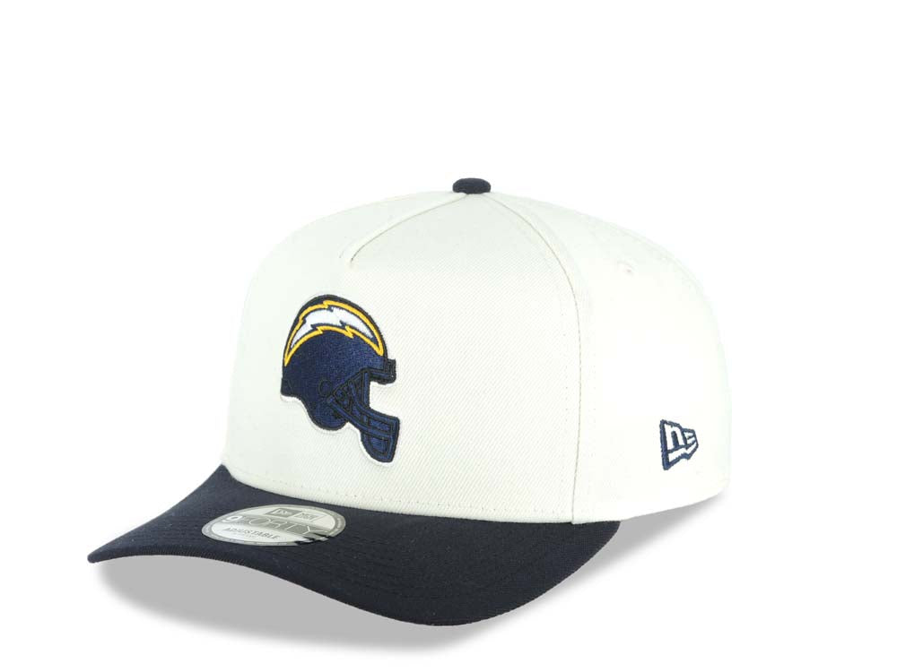 Los Angeles Chargers New Era NFL 9FORTY 940 Adjustable A-Frame Cap Hat Cream Crown Navy Blue Visor Navy/White/Yellow Logo 2006 All-Star Game Side Patch