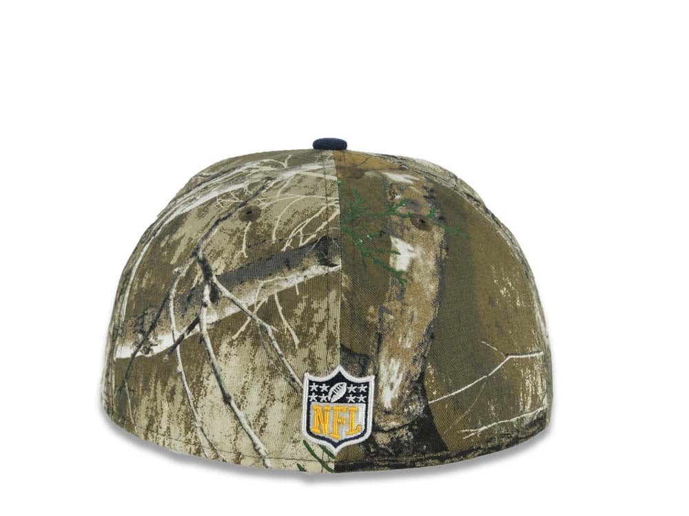 Los Angeles Chargers New Era NFL 59FIFTY 5950 Fitted Cap Hat Real Tree Edge Camo Crown Navy Blue Visor White/Navy Blue/Yellow Logo Gray UV