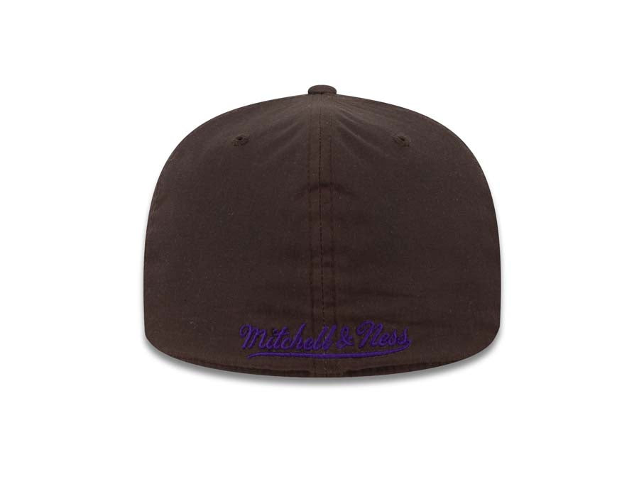 Los Angeles Lakers Mitchell & Ness NBA Fitted Cap Hat Brown Crown/Visor Team Color Logo Camo UV